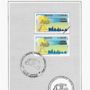 Br-Edital, 09/1992. (Mint). Emissão: 10 Milhões de Terminais Telefônicos - Sistema Telebrás. Carimbo do 1º dia, Brasília/DF. 01 (um) selo original colado, 1790 (RHM), (Mint).