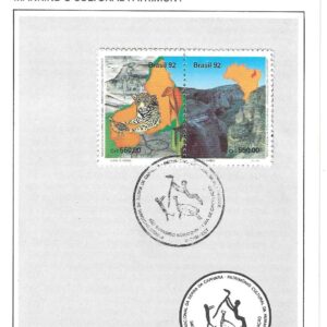Br-Edital, 17/1992. (Mint). Emissão: Parque Nacional da Serra da Capivara, Patrimônio Cultural da Humanidade. Carimbo do 1º dia, São Raimundo Nonato/PI. 01 (um) selo original duplo colado,1811/12 (RHM), (Mint).