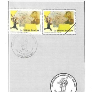 Br-Edital, 25/1992. (Mint). Emissão: Centenário da Missão Cruls - 1892/1992. Carimbo do 1º dia, Brasília/DF. 01 (um) selo original colado,1823 (RHM), (Mint).