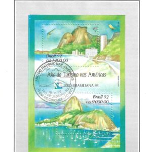 Br-Edital, 27/1992. (Mint). Emissão: Ano do Turismo nas América - Pro-Brasiliana 93. Carimbo do 1º dia, Rio de Janeiro/RJ. 01 (um) bloco original colado, B-93 (RHM), (Mint).