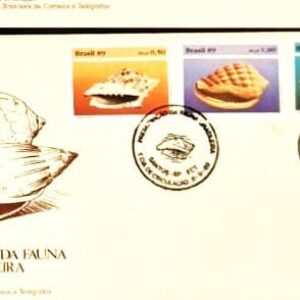 Br EPD (Envelope de Primeiro Dia), 1989, C-1645/47 RHM, (Mint). Preservação da fauna brasileira - moluscos, (Voluta abraea, Morum mathe, Agaronia), c/ 03 (Três) selos originais colados. Juiz de Fora/MG, (ECT). Número: 22863.