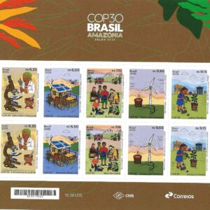 Br-Minifolha, , 2025, SB4181, (10 selos), (Mint), 30ª Conferência ONU sobre Mudança do Clima - COP 30.