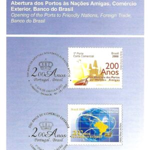 Br-Edital, 02/2008 (Mint). Emissão Comemorativa: 200 Anos da Chegada da Família Real Portuguesa ao Brasil (Abertura dos Portos às Nações Amigas, Comércio Exterior do Brasil. Locais de Lançamento: Salvador/BA, Brasília/DF.