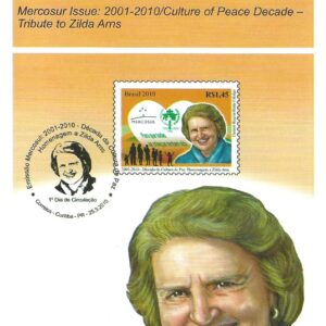 Br-Edital, 03/2010 (Mint). Emissão Especial: Emissão Mercosul: 2001/2010 Década da Cultura de Paz - Homenagem a Zilda Arns. Locais de Lançamento: Curitiba/PR e Forquilhinha/SC.