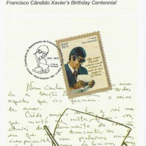 Br-Edital, 04/2010 (Mint). Emissão Comemorativa: Centenário de Nascimento de Francisco Cândido Xavier. Locais de Lançamento: Pedro Leopoldo/MG, Brasília/DF, São Bernardo do Campo e Uberaba/MG.
