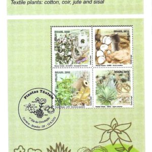 Br-Edital, 20/2010 (Mint). Emissão Especial: Plantas Têxteis: Algodão, cairo, juta e sisal. Locais de Lançamento: Brasília/DF, Campina Grande/PB, Conde/BA, Manacapuru/AM e Valente/BA.