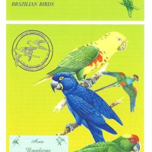 Br-Edital, 15/2001 (Mint). Emissão Especial: Aves Brasileiras (Arara-azul-grande, Jandaia, Fura-mato e Papagaio-galego). Local de lançamento ECT: Brasília/DF.