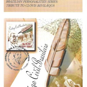 Br-Edital, 29/2001 (Mint). Emissão Especial: Série, Personagens Brasileira, homenagem a Clóvis Beviláqua (1859/1944), Jurista, Jornalista. Local de lançamento ECT: Viçosa/CE.
