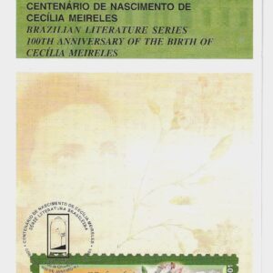 Br-Edital, 33/2001 (Mint). Emissão comemorativa: Série, Literatura Brasileira, Centenário do Nascimento de Cecília Meireles (1901/1964). Local de lançamento ECT: Rio de Janeiro/RJ.