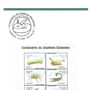 Br-Edital, 04/2001 (Mint). Emissão comemorativa: Centenário do Instituto Butantan. Local de lançamento ECT: São Paulo/SP.