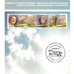 Br-Edital, 04/2000 (Mint). Emissão Especial: Homenagem as Mulheres Aviadoras, Pioneiras na Aviação no Brasil (Thereza de Marzo, Anésia Pinheiro e Ada Rogato). Local de lançamento ECT: São Paul/SP.
