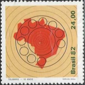 Br-Selo, 1982, C-1289-RHM, (Mint). Telebrás  10 Anos (Mapa).