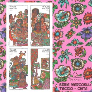 Br-folha, 2026, (4 selos), (Mint). Série Mercosul - Têxteis Tradicionais (Tecido Chita).
