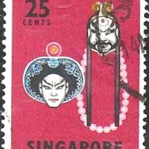 SIN Selo, 1968, (República de Singapura/Ásia), (Mint), Yt:SG 87. Classic Folk Dances and Mask Dances. Ling Chung and Lu Chih Shen.