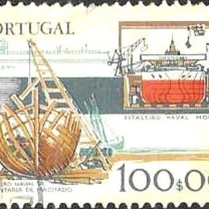 POR Selo, (Portugal/Europa), 1979, (Mint), Yt:PT 1412, Definitivo/Regular. Development of Working Tools. Carpenter's shipyard, modern shipyard and tanker.
