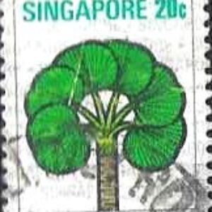 SIN Selo, 1973, (República de Singapura/Ásia), (Mint). Flowers and Fruits,(Licuala grandis).