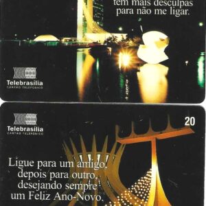 Br-Cartão Telefônico, 1998, (U). (02 unidades) Série: Cartões de Natal. Luzes de Brasília no Natal.