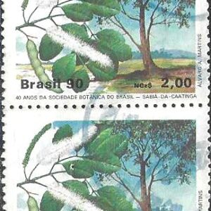 Br-Selo, 1990, C-1665/66 (RHM), (U). 40 Anos da Sociedade Botânica/BR (Sabiá/Pau-Brasil).