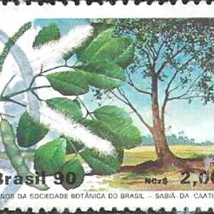 Br-Selo, 1990, C-1665 (RHM), (U). 40 Anos da Sociedade Botânica/BR (Sabiá).