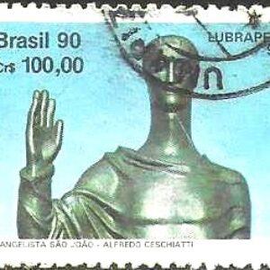 Br-Selo, 1990, C-1700-RHM, (U). Lubrapex 90. XIII Exposição Filatélica Luso-Brasileira - Brasília, Esculturas de Alfredo Ceschiatti e Bruno Giorgi (Evang. S. João).