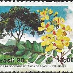 Br-Selo, 1990, C-1666 (RHM), (U). 40 Anos da Sociedade Botânica/BR (Pau-Brasil).