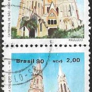 Br-Selo, 1990, C-1667-RHM, (Mint). Arquitetura Religiosa no Brasil (Catedral Santa Cruz do Sul/RS).
