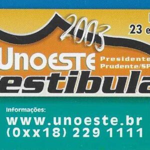 Br-Cartão Telefônico, 2002, (U). Unoeste Vestibular.