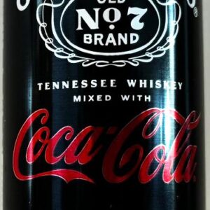 Br Latinha Refrigerante, 2026 (vazia), Coca-Cola, referência (Jack Daniel’S). Cores: vemelha/preto, com anel de alumínio branco, 269ml.