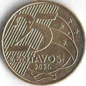 Br Moeda 2025, (FC), Brasil República, 0,25 Centavos, 2ª Família, Anverso: A: Efígie de Manuel Deodoro da Fonseca e dísticos Brasil e Deodoro. Reverso: Valor, data e alusão à Bandeira Nacional.