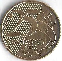 Br Moeda 2025, (FC), Brasil República, 0,25 Centavos, 2ª Família, Anverso: A: Efígie de Manuel Deodoro da Fonseca e dísticos Brasil e Deodoro. Reverso: Valor, data e alusão à Bandeira Nacional.