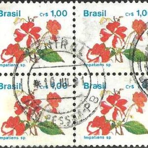 Br-Quadra, 1989, RE-672-RHM, (U). Flora Brasileira (Maria-sem-vergonha-impatiens sp).