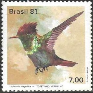 Br-Selo, 1981, C-1197-RHM, (Mint). Fauna Brasileira - Beija-Flores (Topetinho Vermelho).