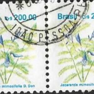 Br-Selo, 1991, Regular, 684c, flores azuis, (RHM), (U). Flora Brasileira (Caroba -Jacaranda mimosifolia).