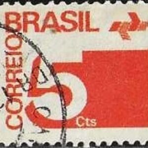 Br Selo, 1972, RE- 538-RHM, (N), 5 Cts. Tipo Cifra, Papel Acetinado-Filigrama, cor laranja.