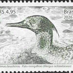 Br-Selo, 2026, RHM, (Mint). Fauna Brasileira (Pato-merculhão - Mergus octosetaceus).